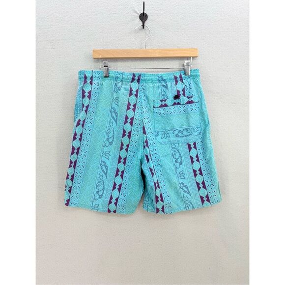 Vintage Cheetah Mervyns Mens Blue Purple Drawstring Swim Trunks Shorts Small - Picture 2 of 7